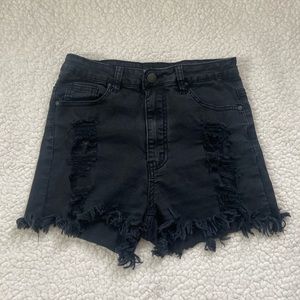black denim shorts